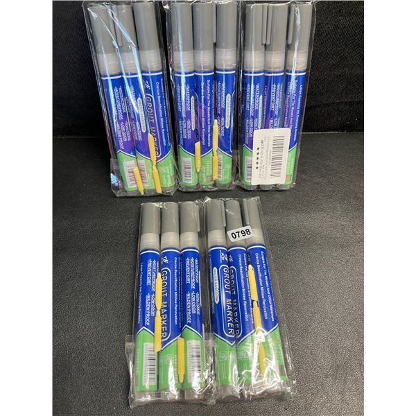 5 Packs of Grout Markers/Grout Pens for Wall/Floor/Tiles (3 Per Pack) Water/Moisture Proof - New