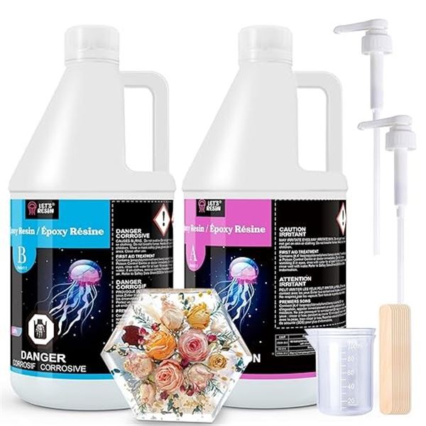 1 Let's Resin 1-Gallon Epoxy Resin Kit (3.78L) Crystal Clear Epoxy Resin - NEW SEALED!