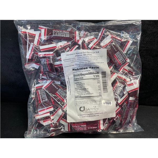 2LB Bag of Hershey's Special Dark Zero-Sugar Chocolates (Approx. 100 Pieces) BB:12/2026