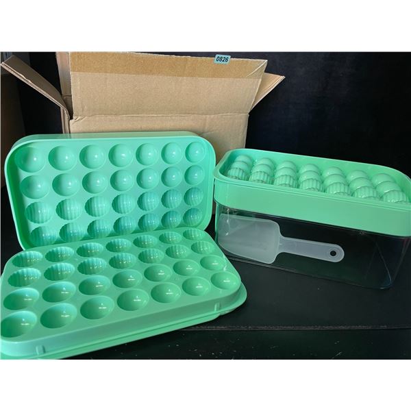 1 Stackable Round Ice-Cube Tray Set with Lid & Bin - Creates 56pc Round Ice Balls - New