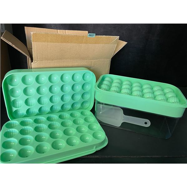 1 Stackable Round Ice-Cube Tray Set with Lid & Bin - Creates 56pc Round Ice Balls - New