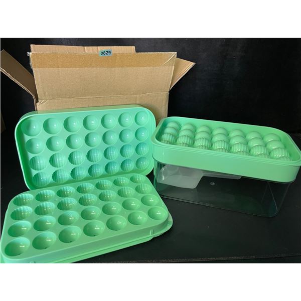 1 Stackable Round Ice-Cube Tray Set with Lid & Bin - Creates 56pc Round Ice Balls - New