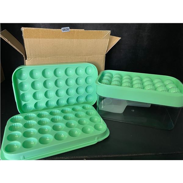 1 Stackable Round Ice-Cube Tray Set with Lid & Bin - Creates 56pc Round Ice Balls - New