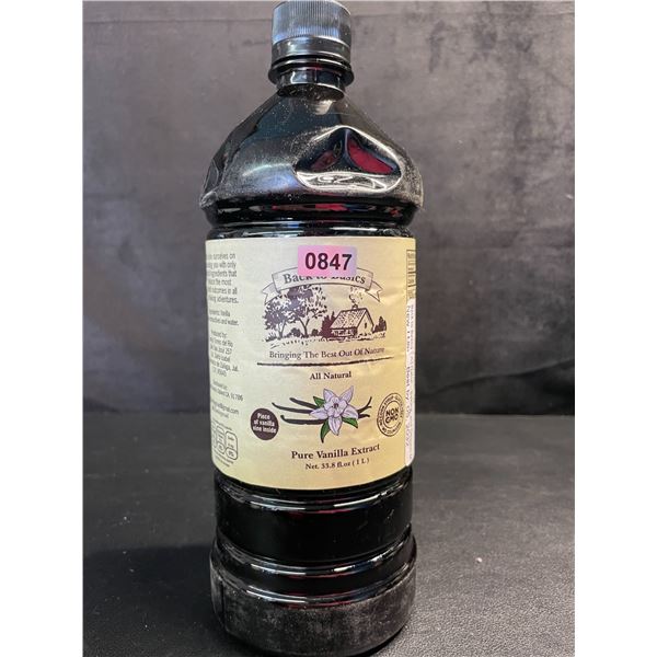1 Large Bottle of Back to Basics All-Natural Pure Vanilla Extract (1L) - New (BB: 05/2032)