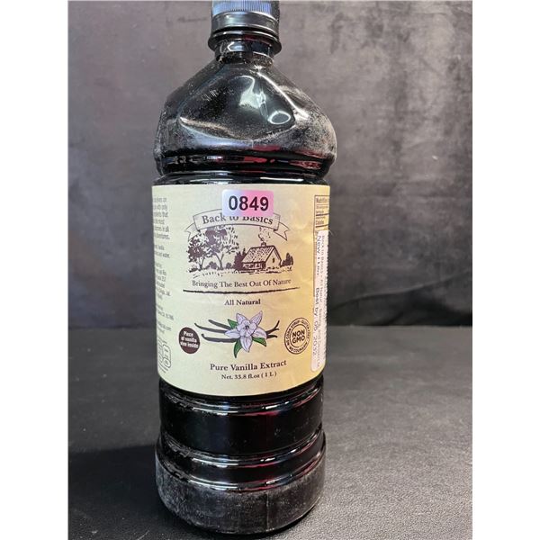 1 Large Bottle of Back to Basics All-Natural Pure Vanilla Extract (1L) - New (BB: 05/2032)