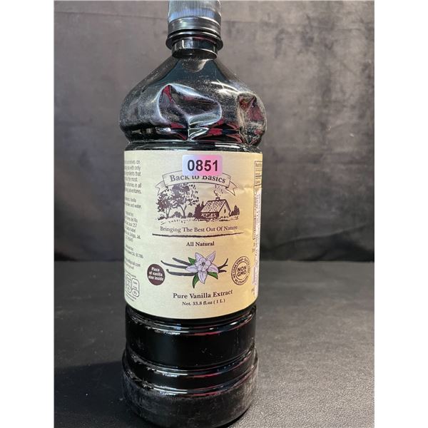 1 Large Bottle of Back to Basics All-Natural Pure Vanilla Extract (1L) - New (BB: 05/2032)