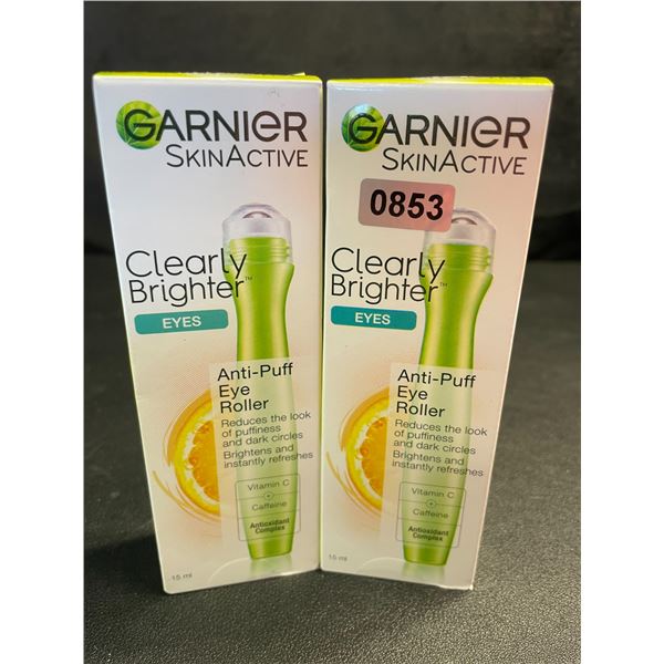 2 Garnier SkinActive Clearly Brighter Eyes Anti-Puff Eye Rollers (15ml) - New