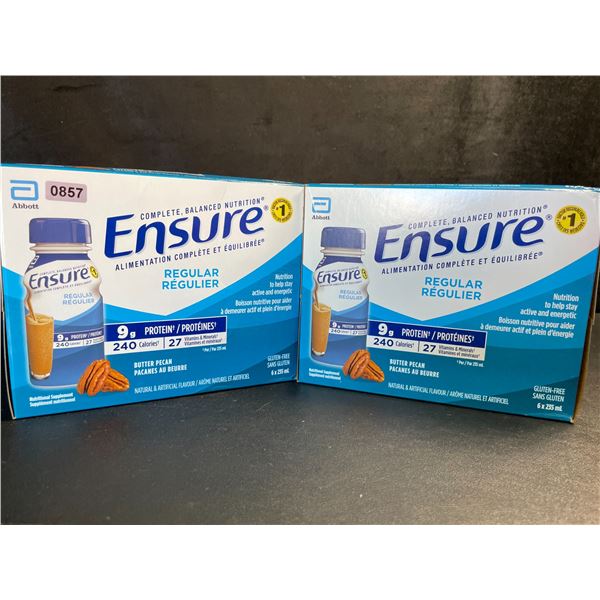 2 Boxes of Ensure Regular Meal Replacement Drinks (Butter Pecan) 6 x 235ml Bottles Per Case - New