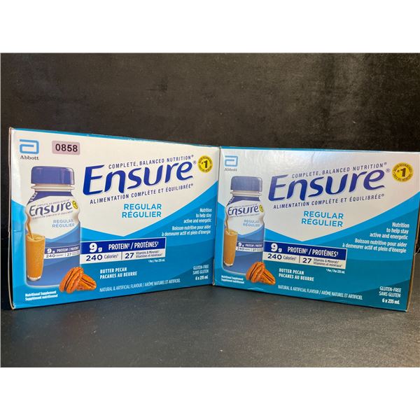 2 Boxes of Ensure Regular Meal Replacement Drinks (Butter Pecan) 6 x 235ml Bottles Per Case - New