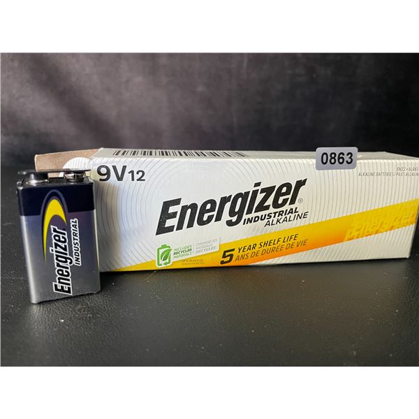 1 Box of Energizer Industrial Alkaline 9V Batteries (12-Pack) - New