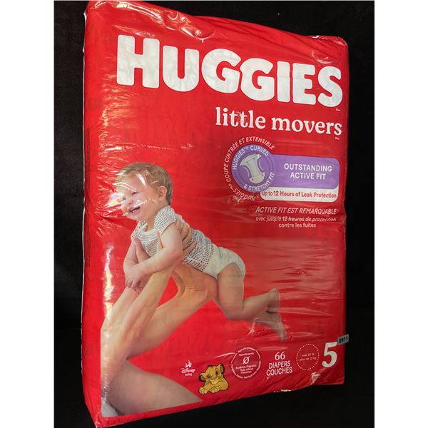 1 Pack of Huggies Little Movers Diapers - Size 5 - 66 Diapers - New