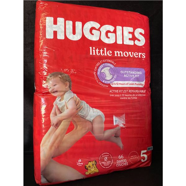 1 Pack of Huggies Little Movers Diapers - Size 5 - 66 Diapers - New