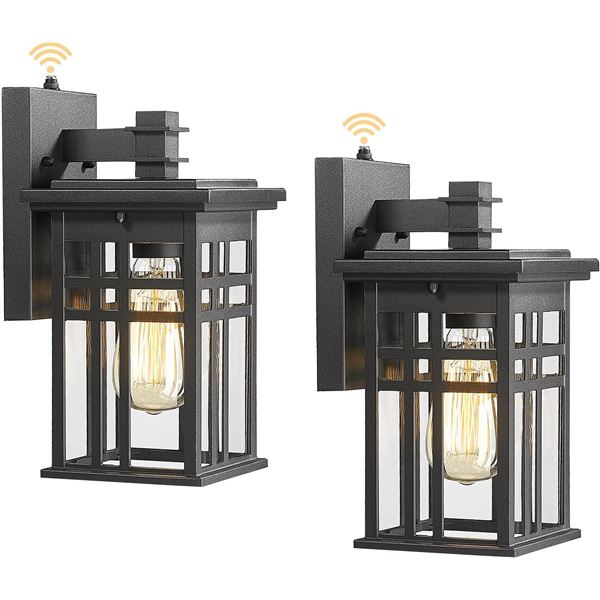 2-Pack of Dusk to Dawn Sensor Outdoor Porch Lights/Exterior Wall Sconce Lights - New