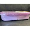 Image 5 : 1 Jeopace Wheat Fiber Bento Lunch Box (3-Compartment); Cutlery Included - Purple - New