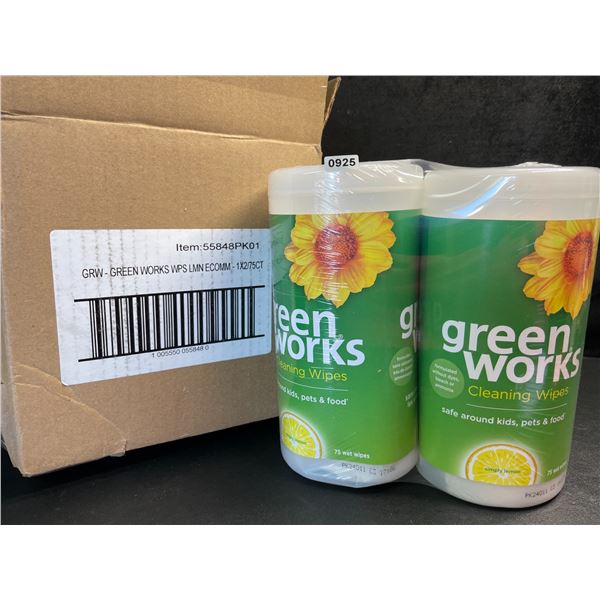 2-Pack of Greenworks Cleaning Wipes - Simply Lemon (75 Wipes Each) - New