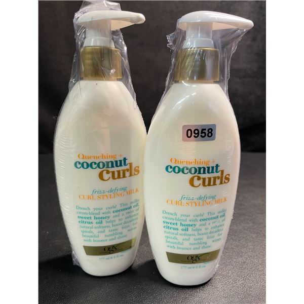 2 OGX Quenching+Coconut Curls Frizz-Defying Curl Styling Milk for Hair - 177ml Each - New Sealed