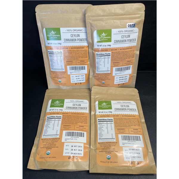 4 Ceylon Flavors Organic Ceylon Cinnamon Powder; Premium Special Grade Non GMO (3.5oz Each)