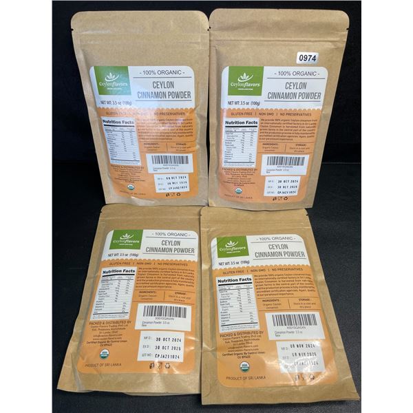 4 Ceylon Flavors Organic Ceylon Cinnamon Powder; Premium Special Grade Non GMO (3.5oz Each)