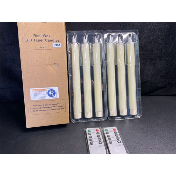 6-Pack of Real Wax LED Taper Candles with Remote Control - New