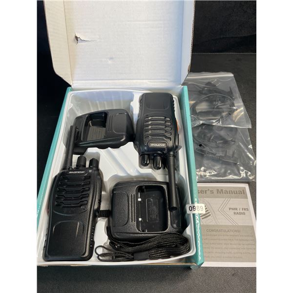 2-Pack of Walkie Talkies; 16-Channels, Built-In LED Flashlight - New