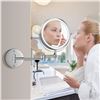 Image 5 : 1 Rechargeable 8" LED Lighted Wall Mounted Makeup Mirror; Dual Sided w/ 1X/10X Magnification - NEW
