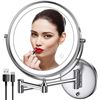Image 1 : 1 Rechargeable 8" LED Lighted Wall Mounted Makeup Mirror; Dual Sided w/ 1X/10X Magnification - NEW
