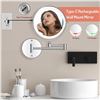 Image 6 : 1 Rechargeable 8" LED Lighted Wall Mounted Makeup Mirror; Dual Sided w/ 1X/10X Magnification - NEW