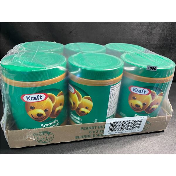 1 Case of 6 x 2KG Jars of Kraft Smooth Peanut Butter - New Sealed (EXP: AU28/2025)