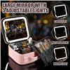 Image 8 : 1 Makeup/Cosmetic Travel Case with LED Mirror Built-In - Pink (10.6" x 9.4") - New