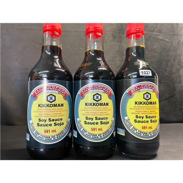 3 Bottles of Kikkoman Soy Sauce (591ml Each) All Purpose Soy Sauce - New