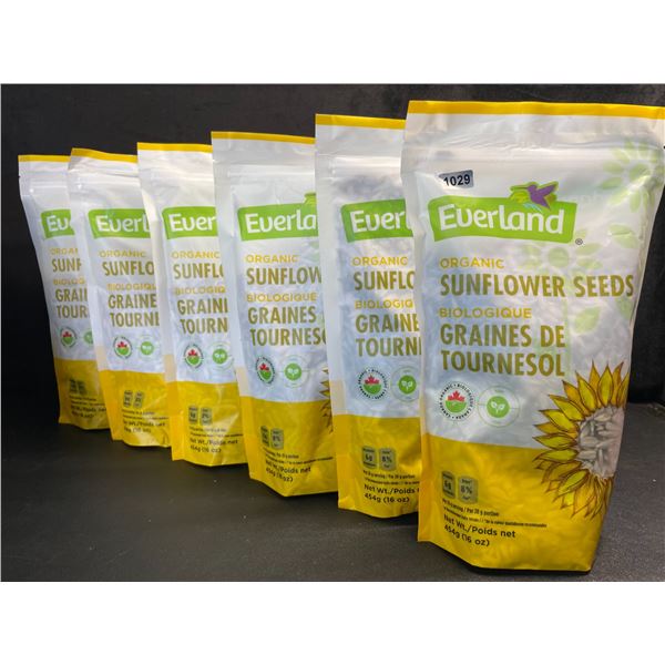 6 Bags of Everland Organic Sunflower Seeds (454g Each) - New (BB: 25/11/2026)
