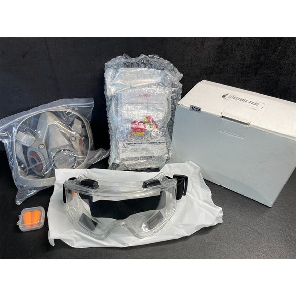 1 Reusable Respirator Face Mask Set w Goggles; Dustproof Mask for Painting, Sanding, etc. - New