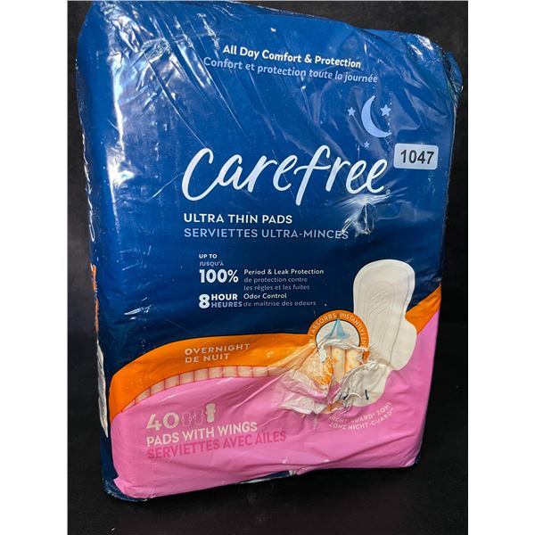 1 Pack of Carefree Ultra Thin Overnight Pads with Wings (40-Pack) for Women - New