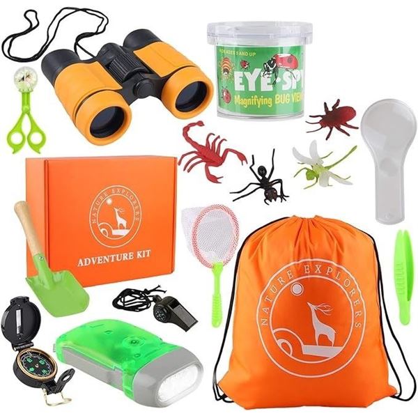 1 Outdoor Nature Exploration Adventure Kit for Kids - STEM 20pc Outdoor Exploration Toy Set - New