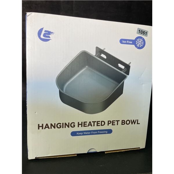 1 Hanging Heated Pet Feeding Bowl (1L) Thermal Feeding Bowl for Kennels/Cages - New