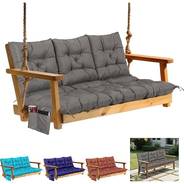 1 Famirose 3-Seater Porch/Patio Outdoor Swing Cushion (60" x 40" x 4") Grey - New in Box
