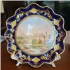 Image 1 : Hand-Painted Castle Scene Porcelain Plate with Gilt Decoration
