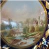 Image 4 : Hand-Painted Castle Scene Porcelain Plate with Gilt Decoration
