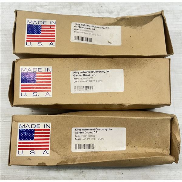 (3) King Instruments #75201105C06 1/4FNPT BR EP 2 GPM Flow Meters