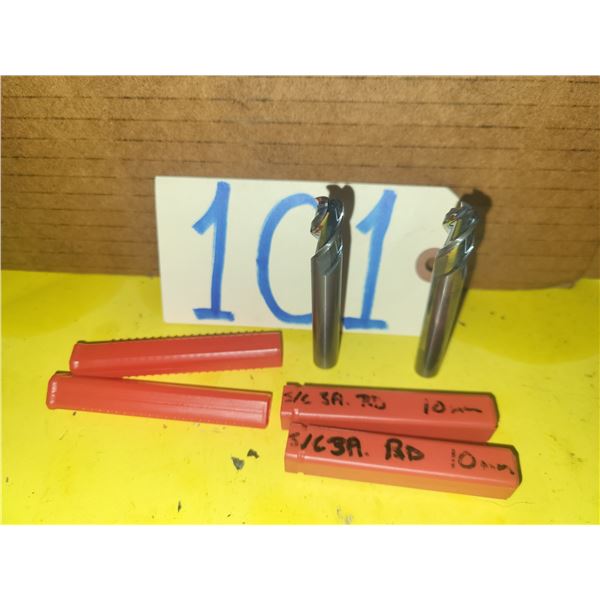 Set(2) of Solid Carbide End Mill 10mm 3fl. Rad