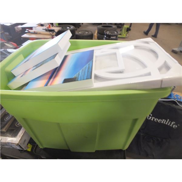 Tote Of Picture Frames & Nic Nacs