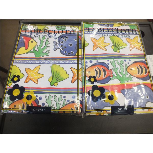 Two 60"x84" Vinyl Table Cloths