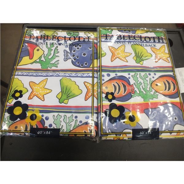 Two 60"x84" Vinyl Table Cloths