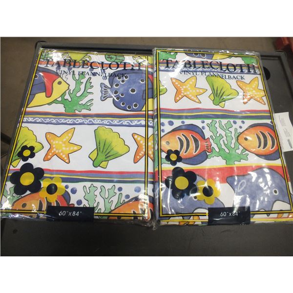 Two 60"x84" Vinyl Table Cloths
