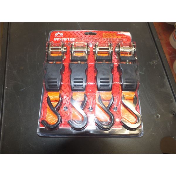 4pc Tie Down Ratchet Strap Kit