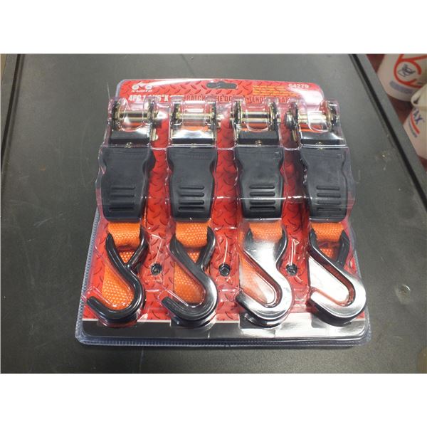 4pc Tie Down Ratchet Strap Kit