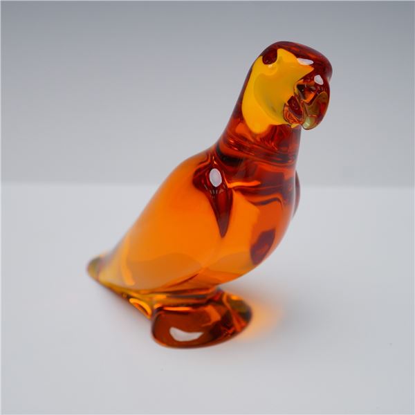 Crystal Baccarat Figurine, Amber Parrot