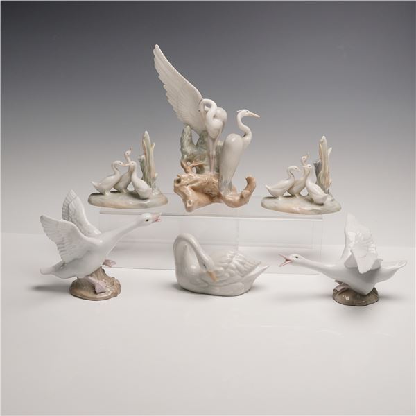 6pc Group of Porcelain Bird Figurines - Nao, Porcegama, and KPM