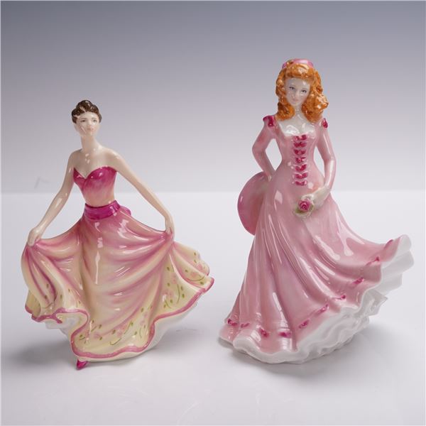 2pc Pretty Lady Figurines: Royal Worcester Sarah & Royal Doulton Gabrielle