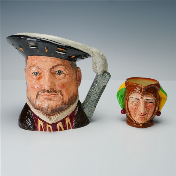 2pc Royal Doulton Character Jugs, Henry VIII and Jester Bentalls